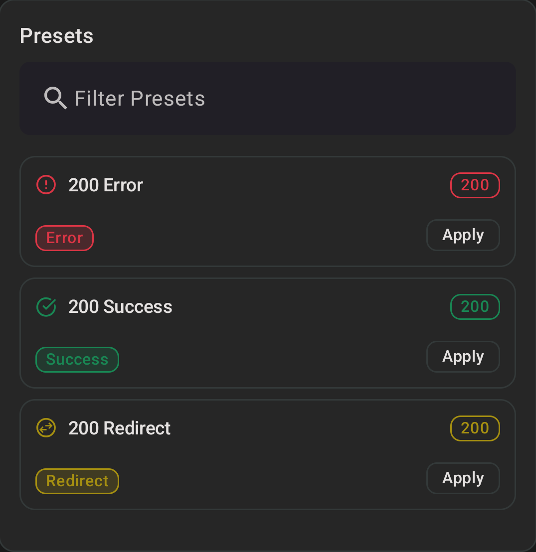 Presets with overrides